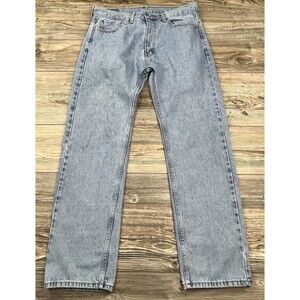 Vintage Levis 505 Jeans Mens Blue Light Wash Denim Straight Leg 36x32